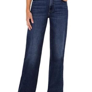 Well Worn Dark Blue Wide Leg Jeans